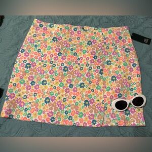 Wild Fable Target Pink Blue Yellow Ivory Floral Skirt 16W New NWT